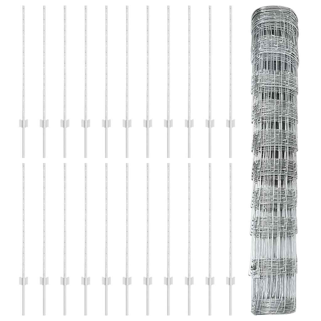 Recinzione con pali. Argento 1 x 50 m Acciaio 3337149