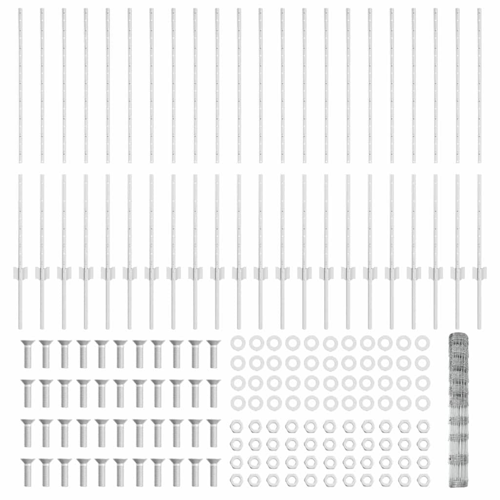 Recinzione con pali. Argento 1.2 x 50 m Acciaio 3337150