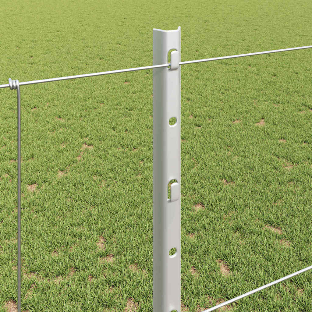 Recinzione con pali. Argento 1.2 x 50 m Acciaio 3337151