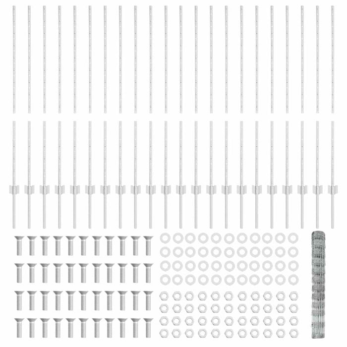 Recinzione con pali. Argento 1.2 x 50 m Acciaio 3337152