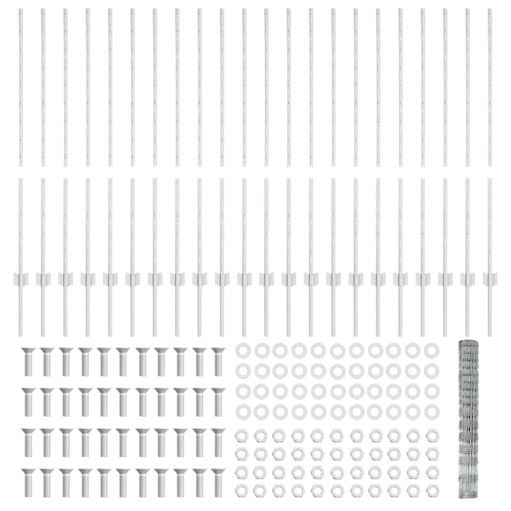 Recinzione con pali. Argento 1.2 x 50 m Acciaio 3337155