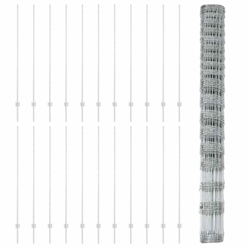 Recinzione con pali. Argento 1.5 x 50 m Acciaio 3337162