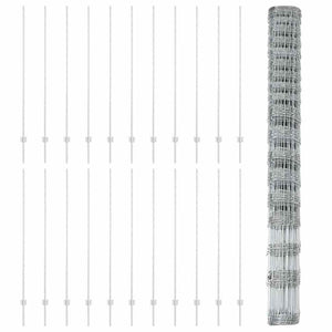 Recinzione con pali. Argento 1.5 x 50 m Acciaio 3337162