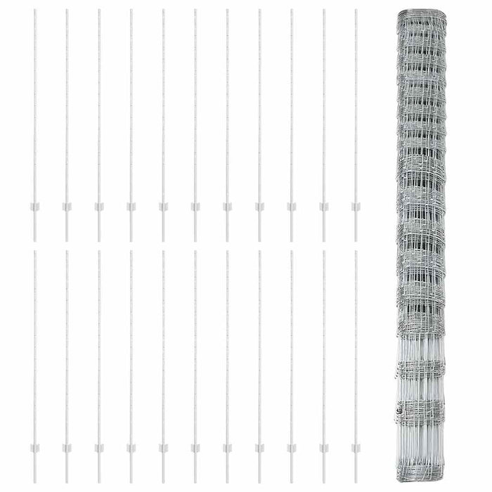 Recinzione con pali. Argento 1.5 x 50 m Acciaio 3337162