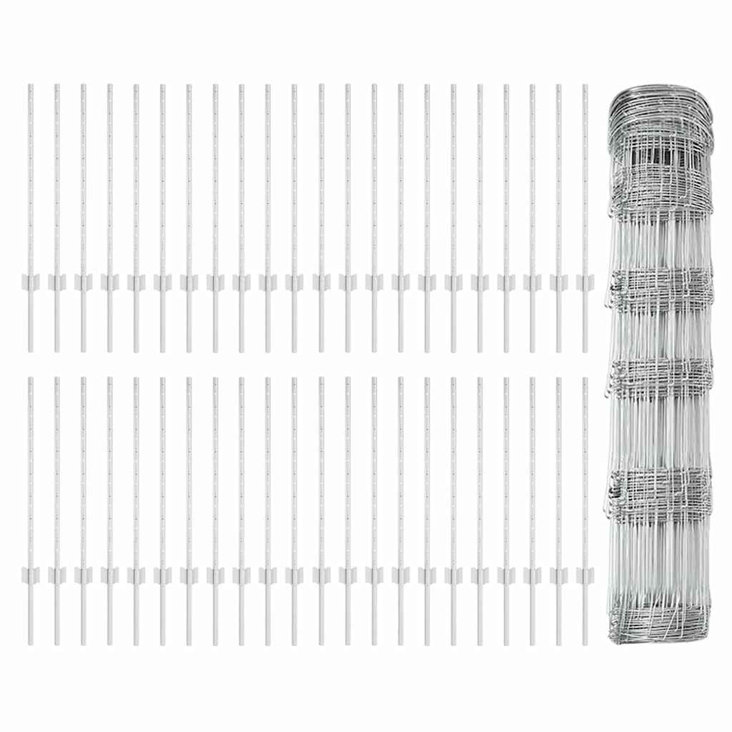 Recinzione con pali. Argento 0.8 x 100 m Acciaio 3337165