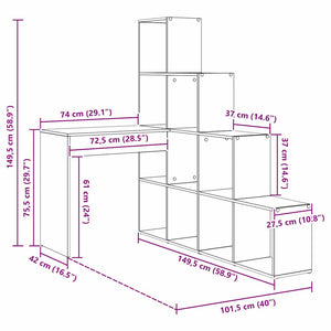 vidaXL Scrivania ad angolo Bianco 101,5 x 149,5 x 149,5 cm