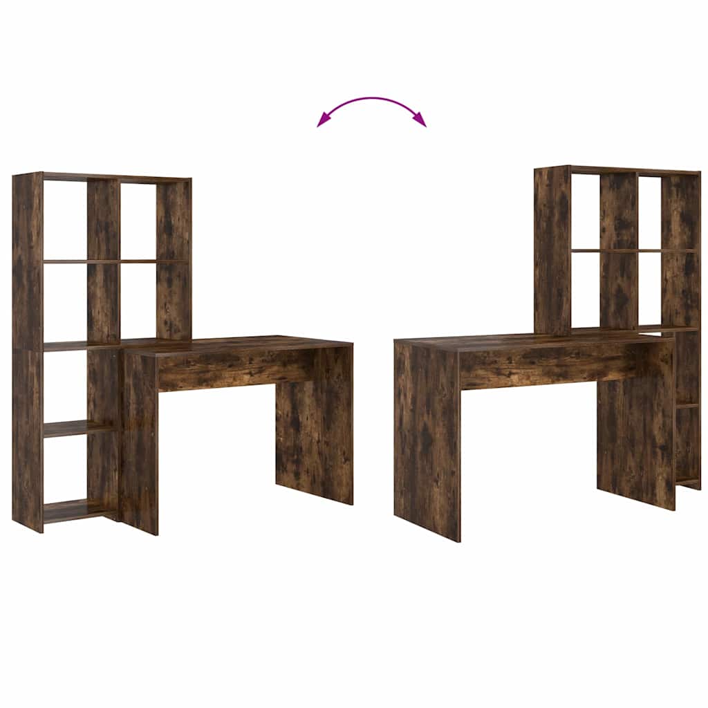 vidaXL Scrivania Rovere fumo 138.5 x 55 x 143 cm Legno multistrato