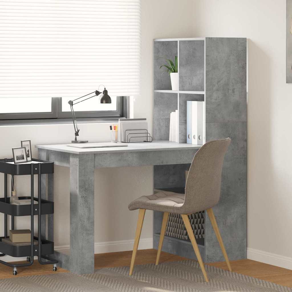 vidaXL Scrivania Grigio cemento 122 x 67 x 145 cm Legno multistrato