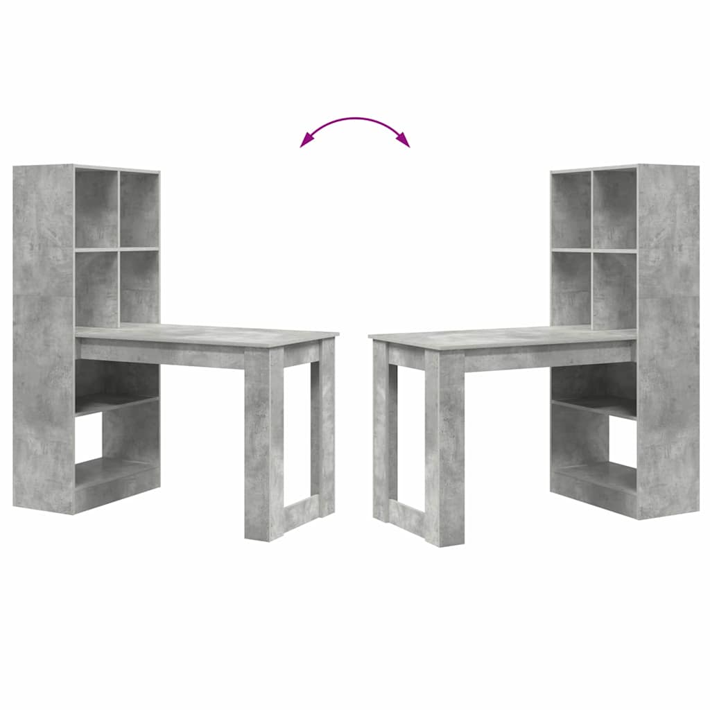 vidaXL Scrivania Grigio cemento 122 x 67 x 145 cm Legno multistrato