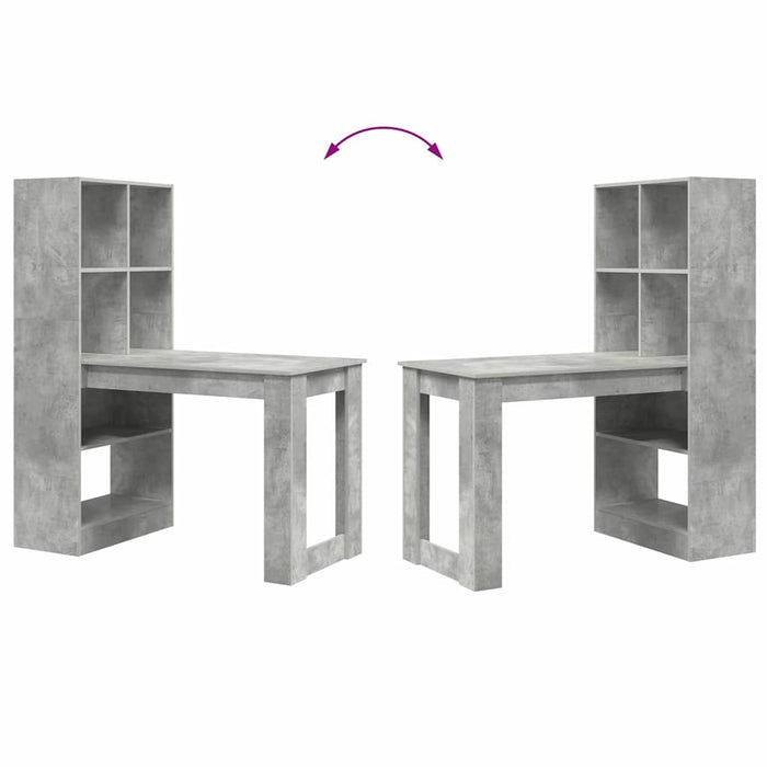 vidaXL Scrivania Grigio cemento 122 x 67 x 145 cm Legno multistrato