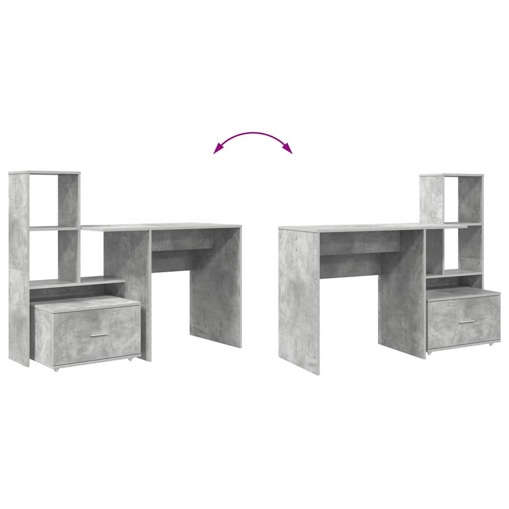 vidaXL Scrivania con cassetto Grigio cemento 131.5 x 50 x 106.5 cm