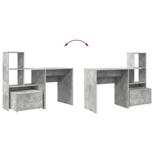vidaXL Scrivania con cassetto Grigio cemento 131.5 x 50 x 106.5 cm