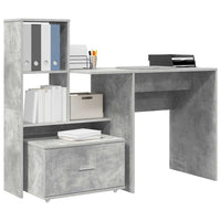 vidaXL Scrivania con cassetto Grigio cemento 131.5 x 50 x 106.5 cm