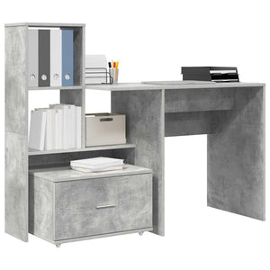 vidaXL Scrivania con cassetto Grigio cemento 131.5 x 50 x 106.5 cm