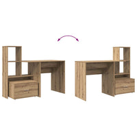 vidaXL Scrivania con cassetto rovere artigianale 131.5 x 50 x 106.5 cm