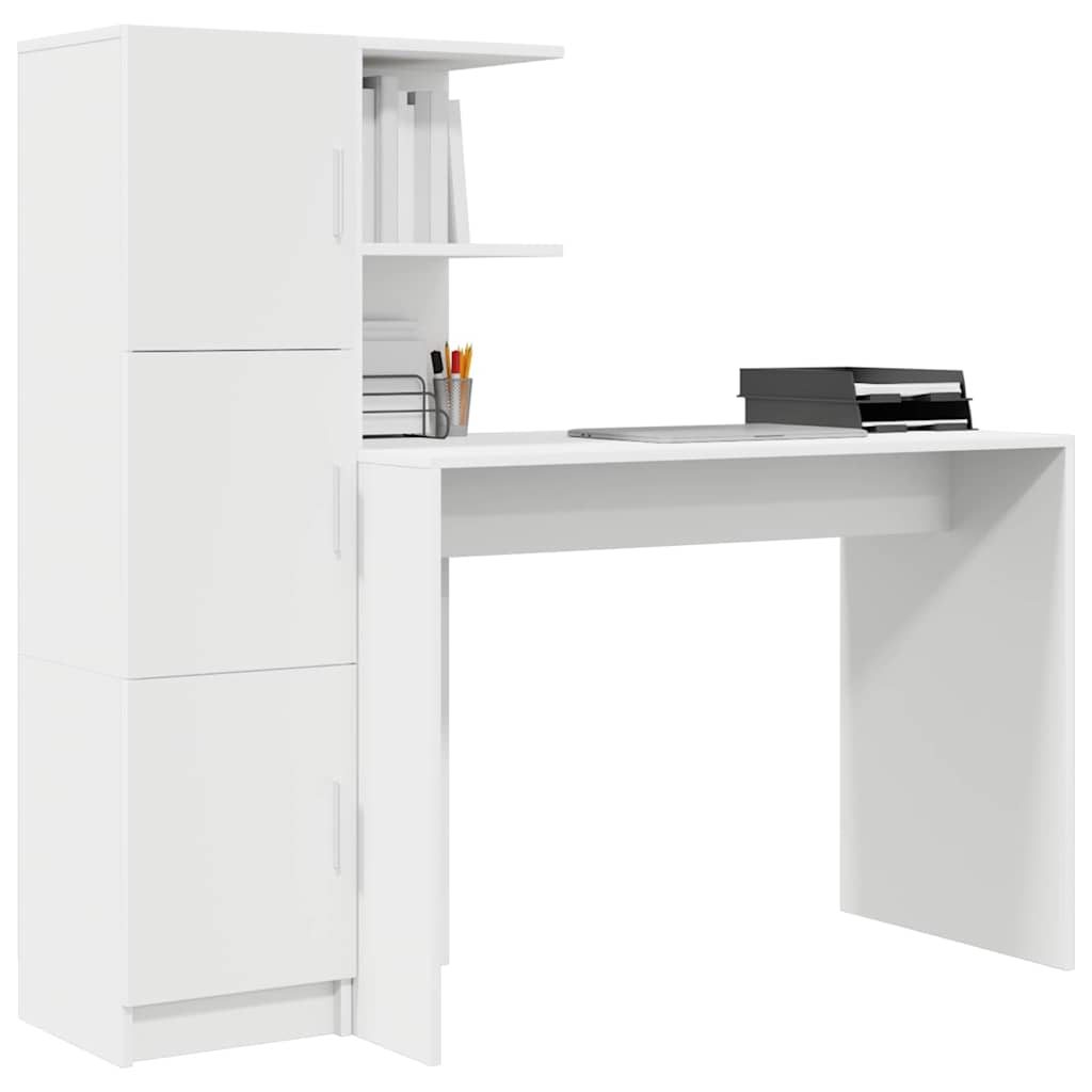 Scrivania con Spazio di Archiviazione con porta 2 pcs Bianco 3337289