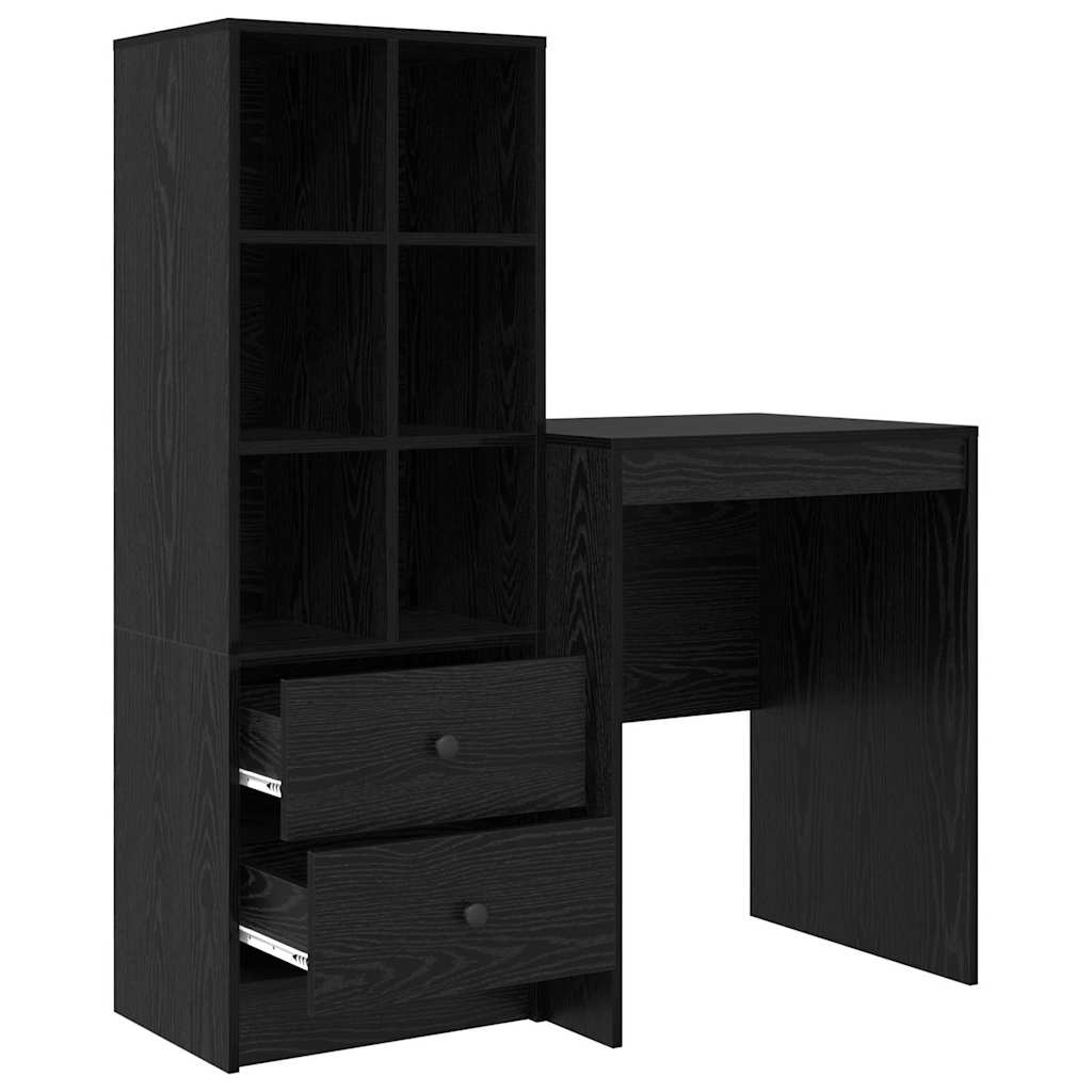Scrivania con Spazio di Archiviazione 2 pcs Rovere nero 3337338