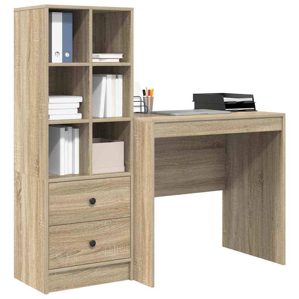 Scrivania con Spazio di Archiviazione 2 pcs Rovere Sonoma 3337355