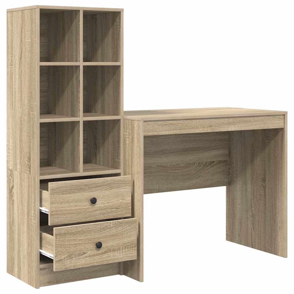 Scrivania con Spazio di Archiviazione 2 pcs Rovere Sonoma 3337363
