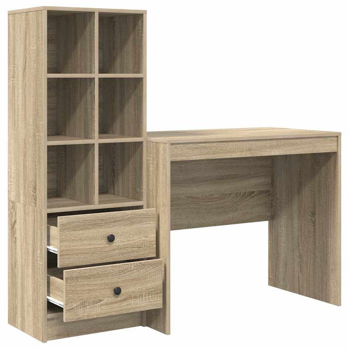 Scrivania con Spazio di Archiviazione 2 pcs Rovere Sonoma 3337363