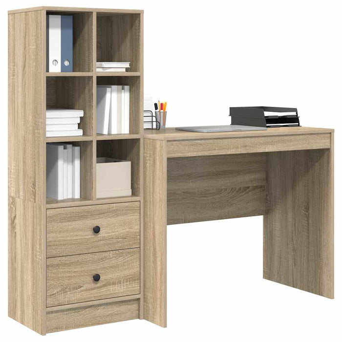 Scrivania con Spazio di Archiviazione 2 pcs Rovere Sonoma 3337363