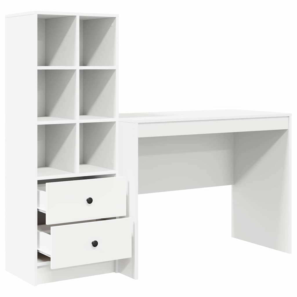 Scrivania con Spazio di Archiviazione con cassetto 2 pcs Bianco 3337369