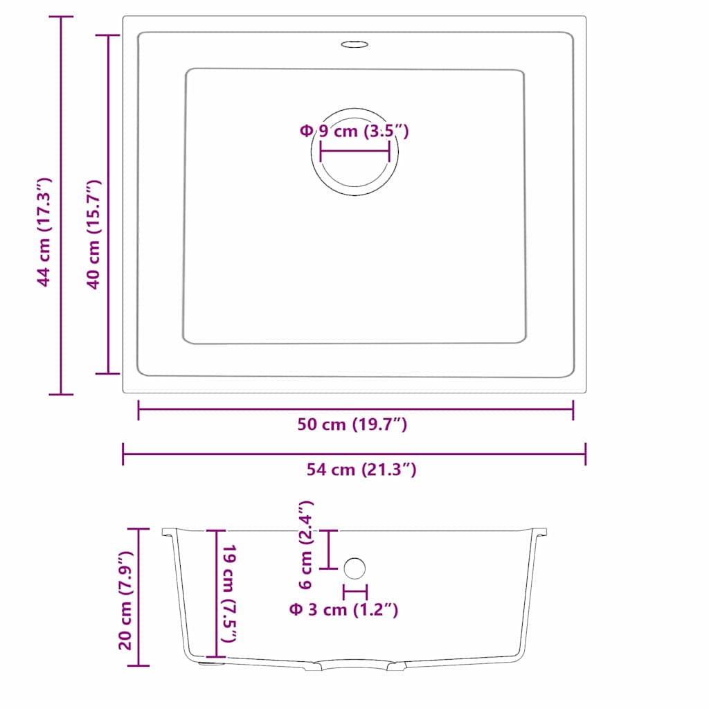 Lavandino da Cucina con Foro di Troppo Pieno Granito Bianco 4012350