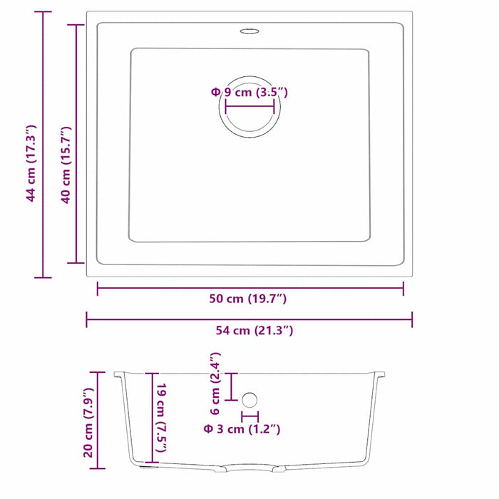 Lavandino da Cucina con Foro di Troppo Pieno Granito Bianco 4012350