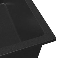 Lavello da Cucina  con Foro di Troppopieno in Granito Nero 4012351