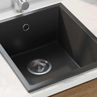 Lavello da Cucina  con Foro di Troppopieno in Granito Nero 4012351