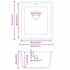 Lavello da cucina Grigio 38 x 44 x 20 cm Granito 4012352