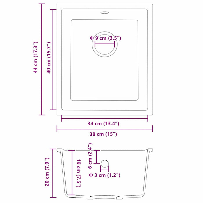 Lavello da Cucina  con Foro di Sovrappasso Granito Beige 4012353