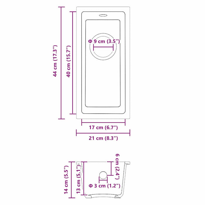 Lavello da Cucina  con Foro di Troppopieno in Granito Grigio 4012356