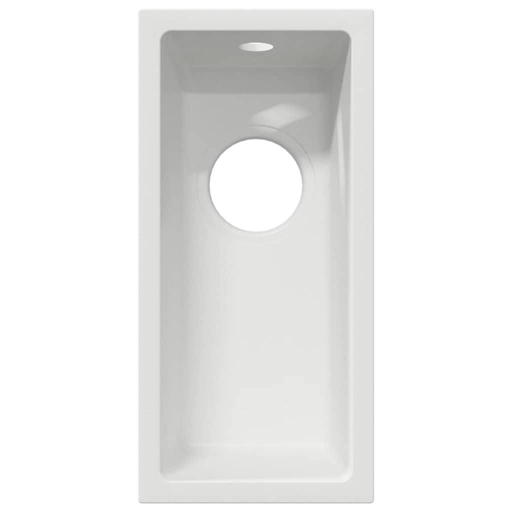 Lavello da Cucina  con Foro di Sovraccarico in Granito Bianco 4012358