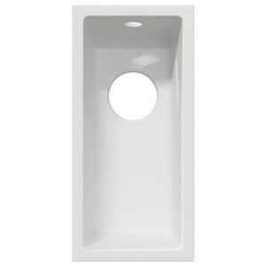 Lavello da Cucina  con Foro di Sovraccarico in Granito Bianco 4012358