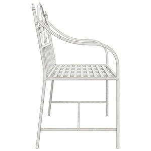 Panchina da Giardino  in Acciaio con Design a Listelli, Bianca, 104 cm 42008114