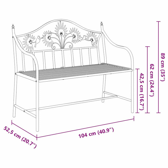 Panchina da giardino Nero 104 x 54 x 93cm Acciaio 42008115