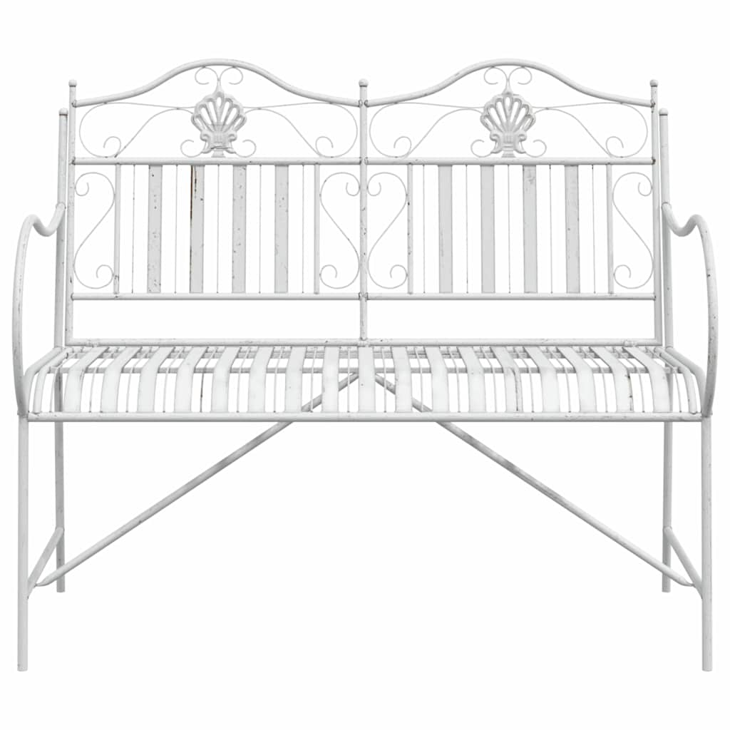 Panchina da giardino  bianca, 103,5 cm, in acciaio con design a listelli. 42008118