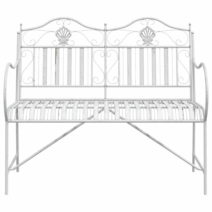 Panchina da giardino  bianca, 103,5 cm, in acciaio con design a listelli. 42008118