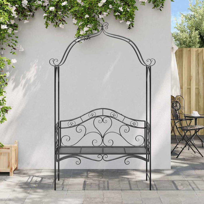 Panchina da giardino con cuscino Nero 104 x 54 x 93cm Acciaio 42008121
