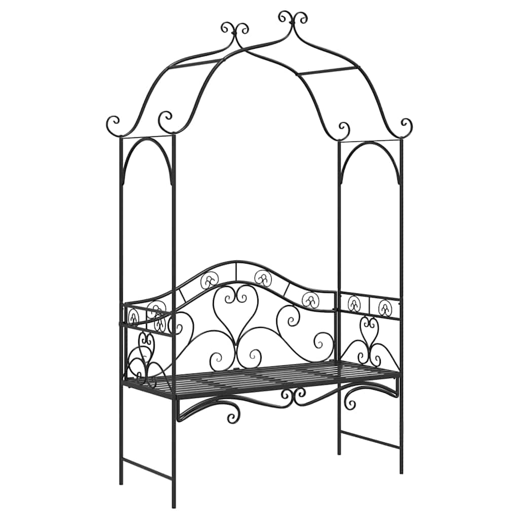 Panchina da giardino con cuscino Nero 104 x 54 x 93cm Acciaio 42008121