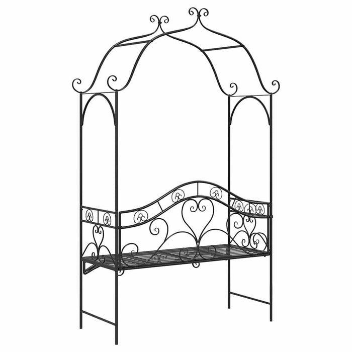 Panchina da giardino con cuscino Nero 104 x 54 x 93cm Acciaio 42008121