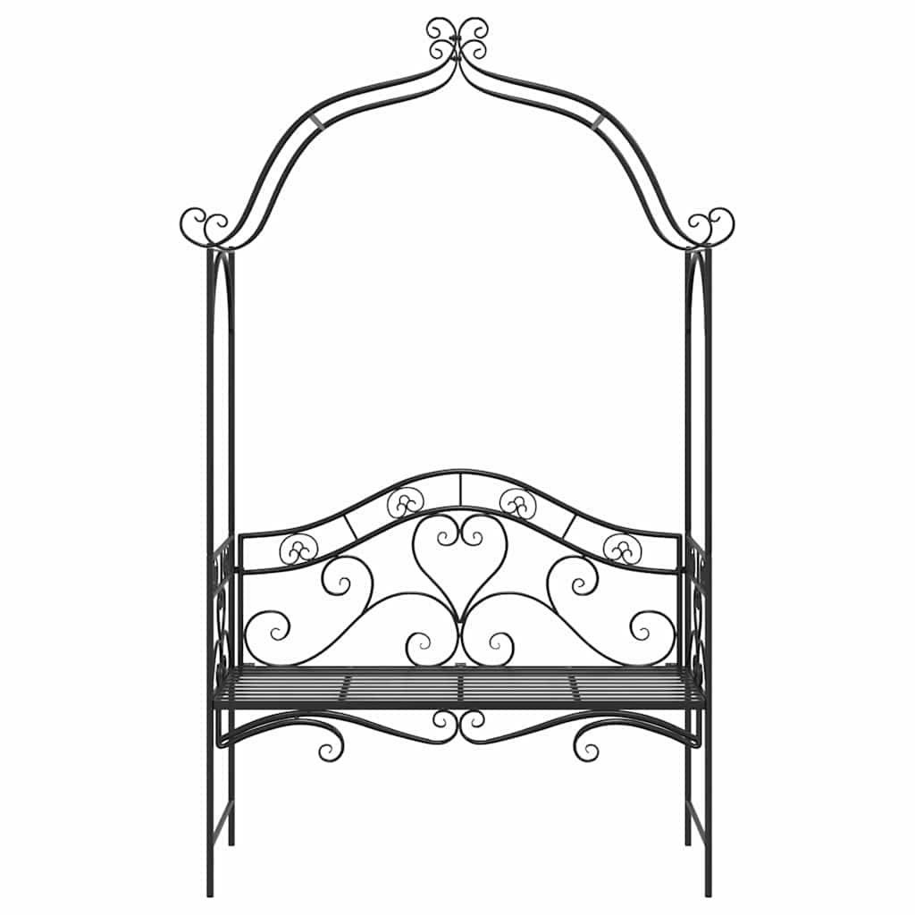 Panchina da giardino con cuscino Nero 104 x 54 x 93cm Acciaio 42008121