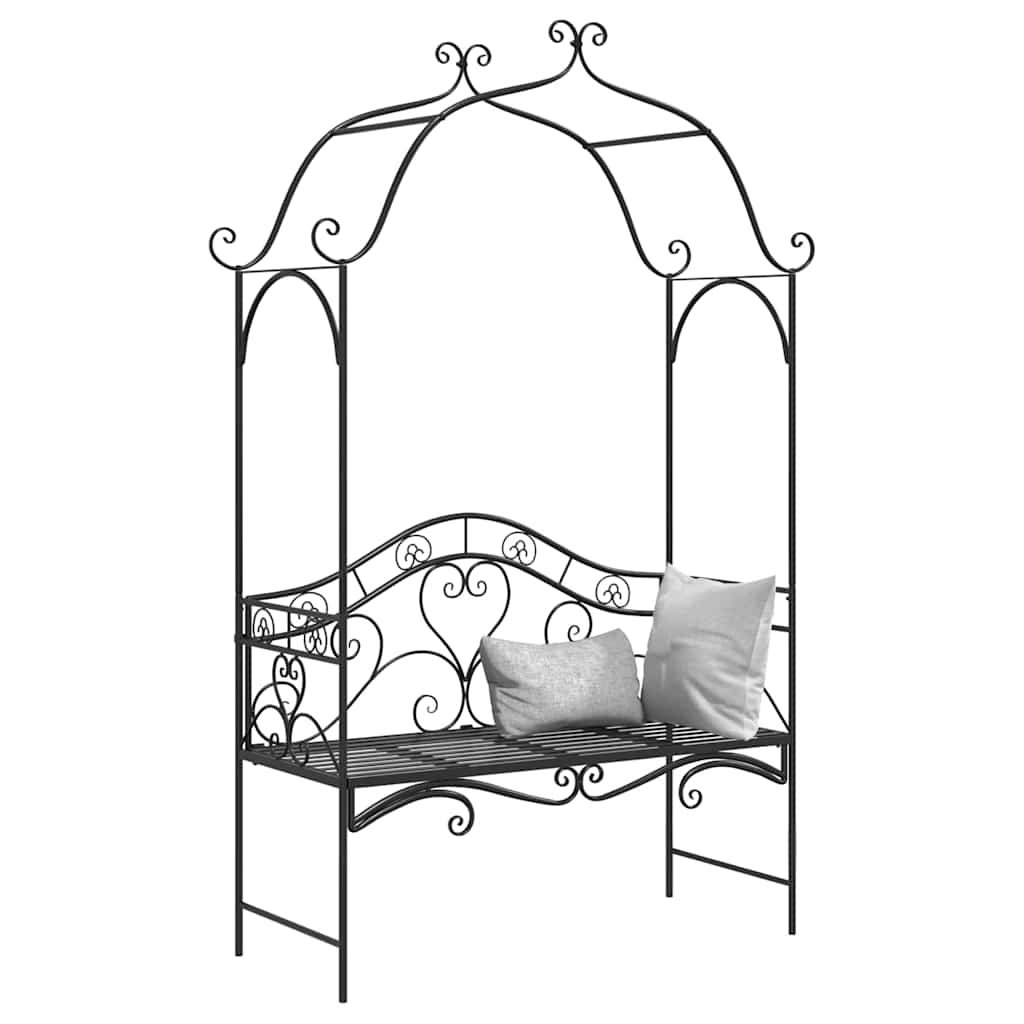 Panchina da giardino con cuscino Nero 104 x 54 x 93cm Acciaio 42008121