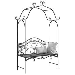 Panchina da giardino con cuscino Nero 104 x 54 x 93cm Acciaio 42008121