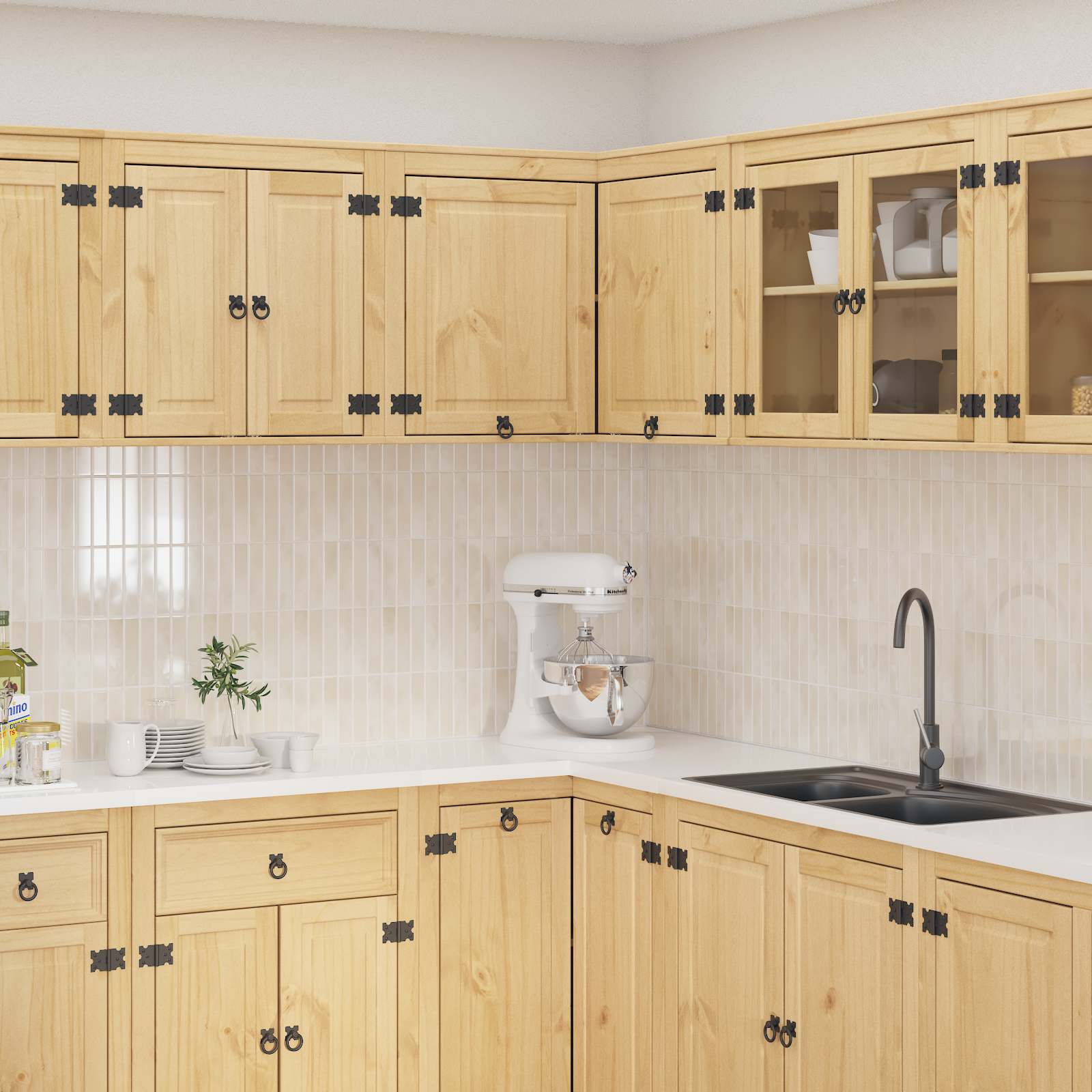 Armadietto con lo scaffale Miele 80 x 80 x 60 cm Pino massello 42007569