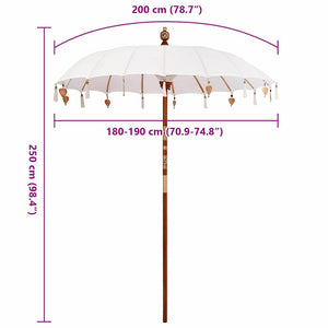 vidaXL Parasol Balinese Crema (180-190) x 260 cm