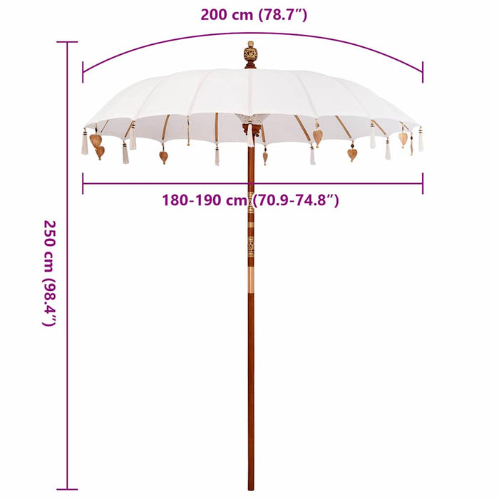 vidaXL Parasol Balinese Crema (180-190) x 260 cm