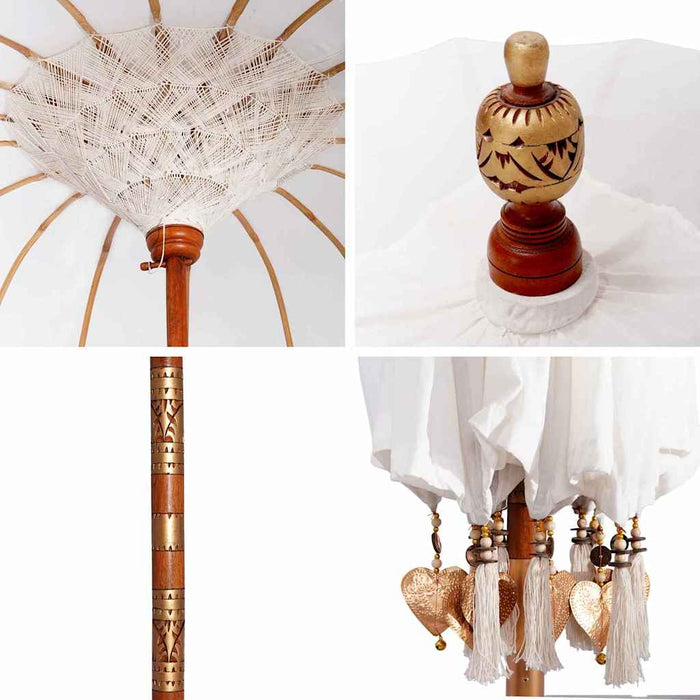 vidaXL Parasol Balinese Crema (210-220) x 260 cm