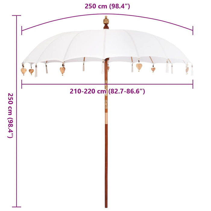 vidaXL Parasol Balinese Crema (210-220) x 260 cm